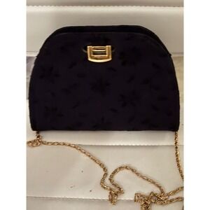 Frenchy of California Black Floral Velvet‎ Evening Shoulder Bag